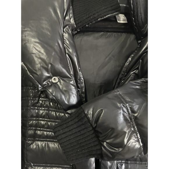 Moda international Puffer Jacket Black Women’s Size Small Long Winter Coat Shiny - Picture 11 of 15
